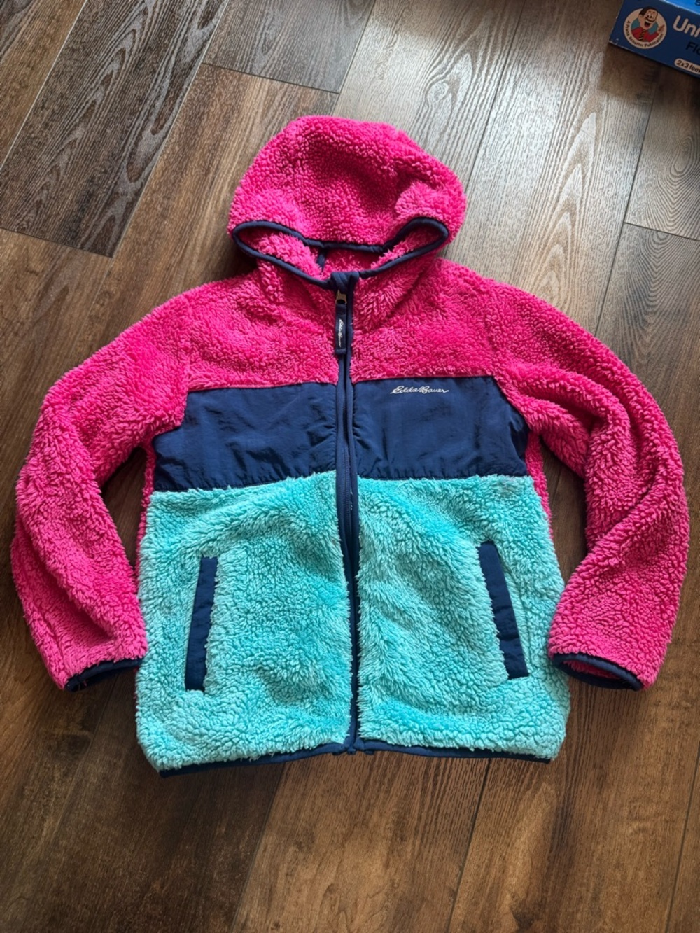 Eddie Bauer colorblock fleece jacket girls size 7/8